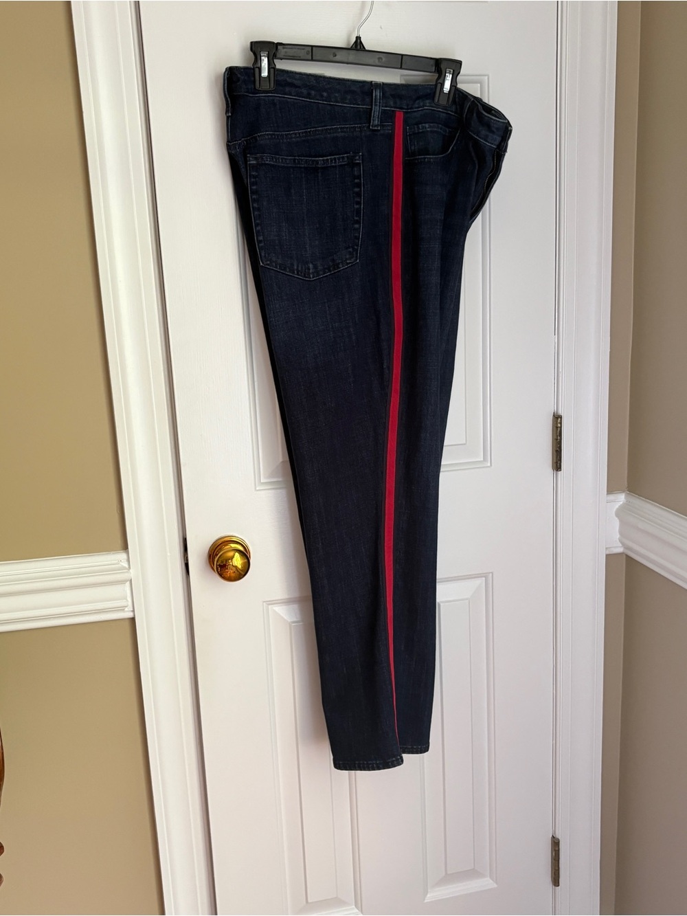 Talbots Dark Indigo Ankle Jeans with Red Side Stripe Size 16